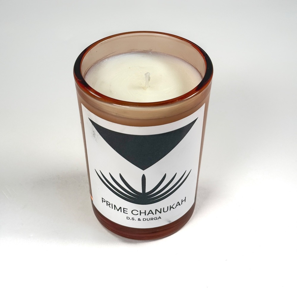 D.S. & Durga Prime Chanukah Scented Candle Amber Glass Vessel 7oz unburned